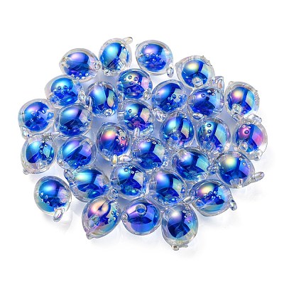 UV Plating Rainbow Iridescent Acrylic Beads OACR-F004-07C-1