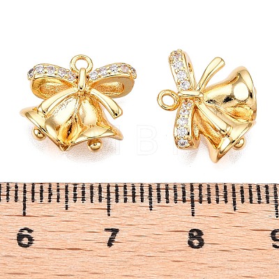 Christmas Theme Brass Pave Clear Cubic Zirconia Pendants KK-T073-03G-1