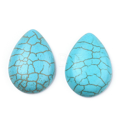 Craft Findings Dyed Synthetic Turquoise Gemstone Flat Back Teardrop Cabochons TURQ-S270-18x25mm-01-1