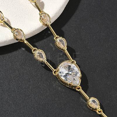 Brass Pave Clear Cubic Zirconia Y Necklaces NJEW-G183-06G-01-1