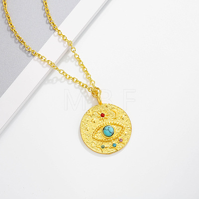 Alloy Colorful Rhinestone Pendant Necklaces with Synthetic Turquoise FS-WG93701-06-1