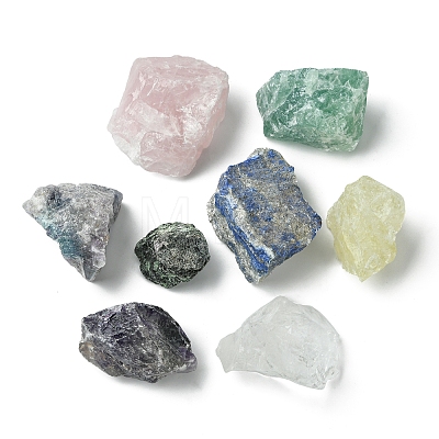 8Pcs Natural Lapis Lazuli & Ruby in Zoisite & Rose Quartz & Quartz Crystal & Amethyst & Fluorite & Citrine & Green Fluorite Tumbled Stone Sets DIY-FS0007-10A-1