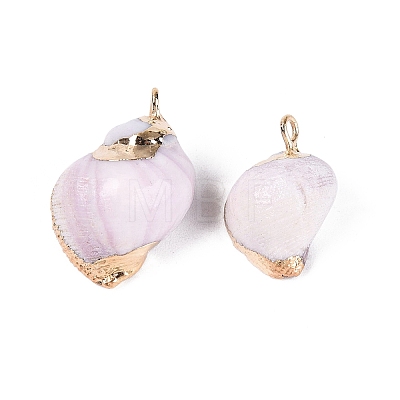 Electroplate Natural Sea Shell Pendants BSHE-Q020-02-1