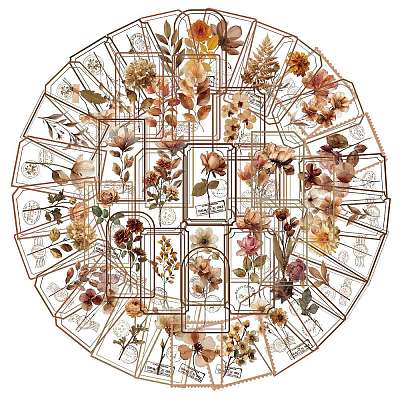 50Pcs Flower PET Stickers STIC-T0001-16-1