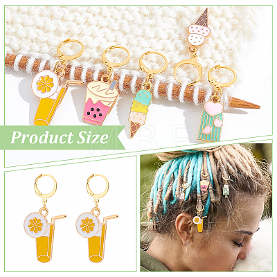 12Pcs 6 Style Alloy Enamel Icecream and Drink Charms Locking Stitch Markers HJEW-PH01625-1