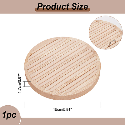 Flat Round 6-Slot Wood Ring Display Stands RDIS-WH0002-22-1