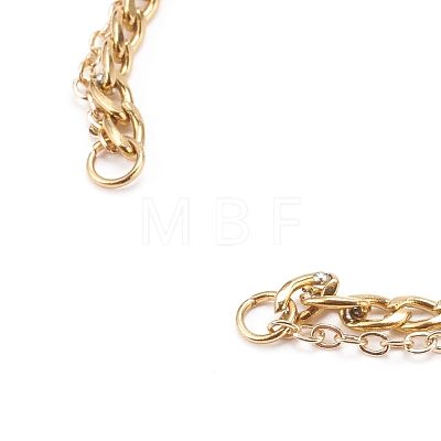 Two-Layer 304 Stainless Steel Curb Chain & Brass Cable Chain Bracelet Making AJEW-JB00923-1