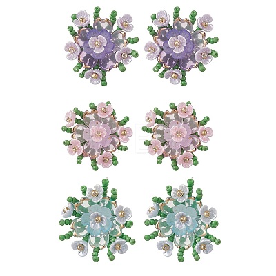 Flower Handmade Glass Seed Beads Stud Earrings EJEW-MZ00656-1