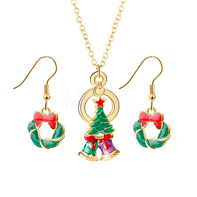 Christmas Alloy Enamel Pendant Necklaces & Dangle Earrings FS-WG15A06-08-1