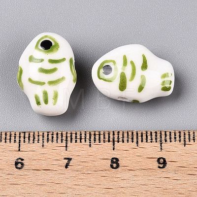 Handmade Printed Porcelain Beads Strand PORC-T133-02A-1