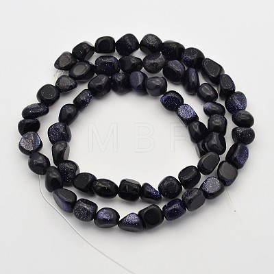 Synthetic Blue Goldstone Bead Strands G-P070-55-1