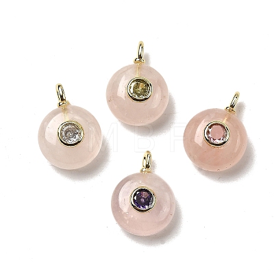 Natural Rose Quartz Flat Round Pendants G-H318-01G-A-03-1