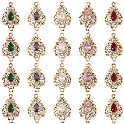 3Pcs Brass Micro Pave Cubic Zirconia Links Connectors KK-YW0003-49LG-04-1