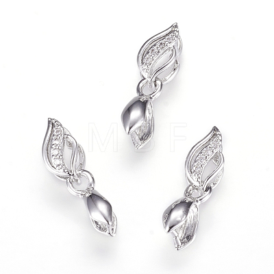 Long-Lasting Plated Brass Micro Pave Cubic Zirconia Ice Pick Pinch Bails X-ZIRC-F063-03P-1