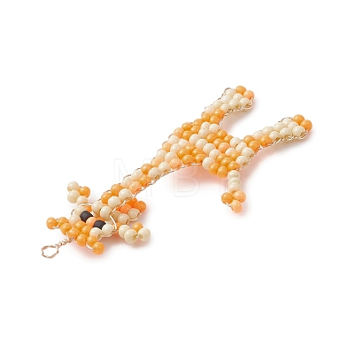 Copper Wire Wrapped Beaded Giraffe Charms PALLOY-MZ01098-1
