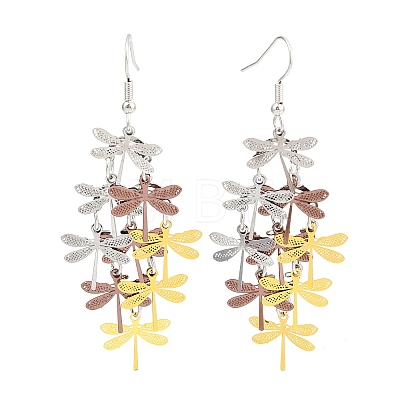 430 Stainless Steel Dragonfly Dangle Earrings EJEW-A137-04P-03-1