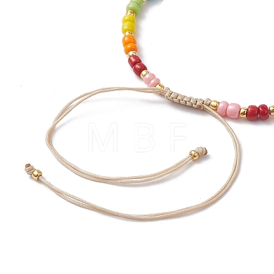 Colorful Glass Seed & Brass Braided Bead Bracelet BJEW-JB10138-04-1