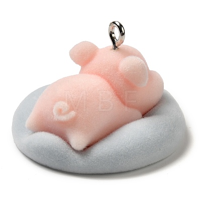 Flocking Resin Sleeping Pendants RESI-D072-02A-1