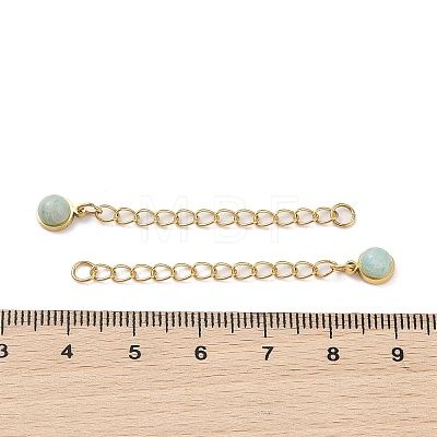 Ion Plating(IP) 316 Surgical Stainless Steel Curb Chain Extender with Natural  Amazonite Round Charm STAS-A097-01G-02-1