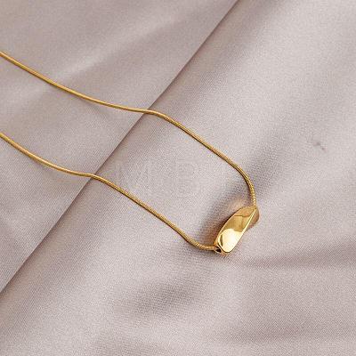 304 Stainless Steel Twisted Rectangle Bar Pendant Necklaces for Women WGC1D57-01-1