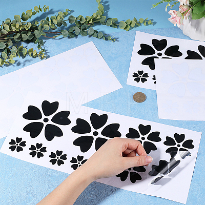 Gorgecraft 4 Sheets 2 Colors Flower PVC Waterproof Car Stickers DIY-GF0008-94B-1