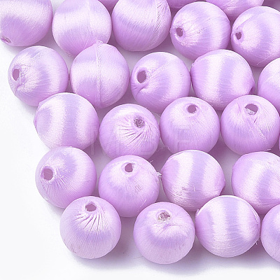 Polyester Thread Fabric Covered Beads WOVE-T007-12mm-01-1
