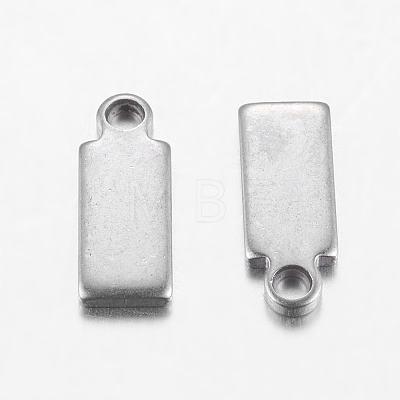 Original Color Stamping Blank Tag Charms 304 Stainless Steel Rectangle Pendants X-STAS-Q074-1