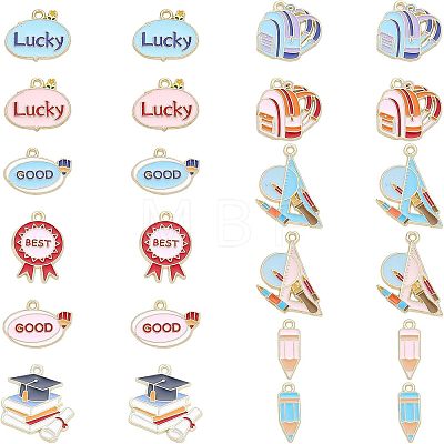 24Pcs 12 Style School Supplies Theme Alloy Enamel Pendants ENAM-CA0001-38-1