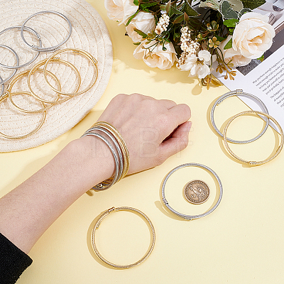 16Pcs 2 Colors 304 Stainless Steel Twist Rope Bangles for Women BJEW-ME0001-22-1