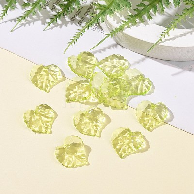 Green Transparent Acrylic Leaf Pendants for Chunky Necklace Jewelry X-DBLA410-9-1