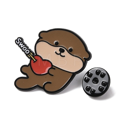 Bank Beaver with Word Swoo & Heart Shape Arrow Enamel Pins JEWB-K019-02B-EB-1