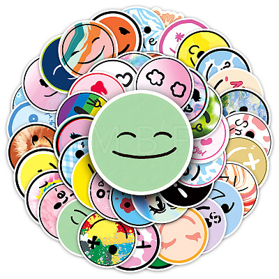 50Pcs Smiling Face Pvc Graffiti stickers for DIY Decorating Luggage PW-WG61750-01-1