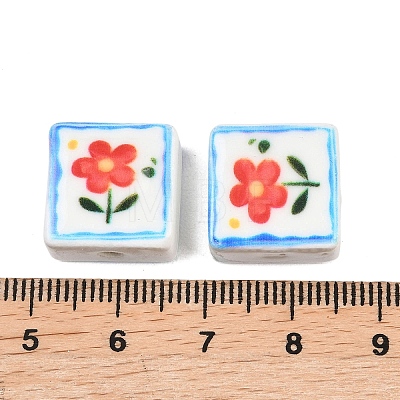 Printed Handmade Porcelain Beads PORC-G016-04B-1