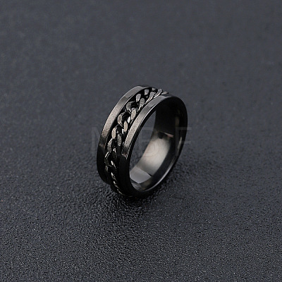 304 Stainless Steel Rotatable Chain Finger Rings for Men FS-WG60CA3-39-1