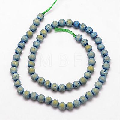 Electroplated Natural Agate Bead Strands G-K168-6mm-L2-01-1