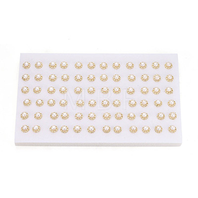 Brass & Natural Pearl Stud Earrings PEAR-N020-WX03-1