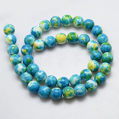 Synthetic Ocean White Jade Beads Strands G-L019-8mm-06-1