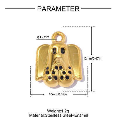 304 Stainless Steel with Black Enamel Charms SA-OY001-10G-1