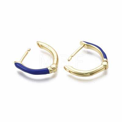 Brass Enamel Huggie Hoop Earrings EJEW-R144-011-NF-1