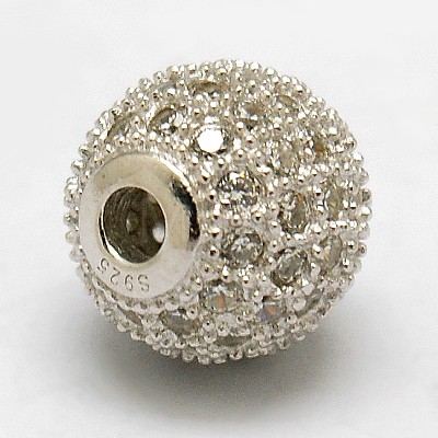 Round 925 Sterling Silver Beads STER-O021-01S-6mm-1