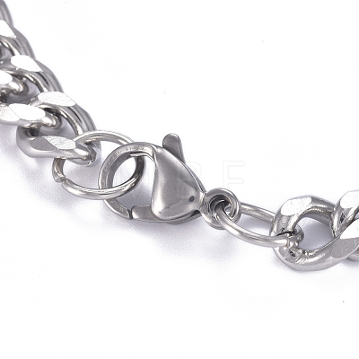 304 Stainless Steel Curb Chain ID Bracelets BJEW-G631-04P-1