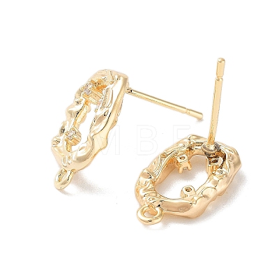 Brass Micro Pave Cubic Zirconia Stud Earring Findings KK-E107-23G-1