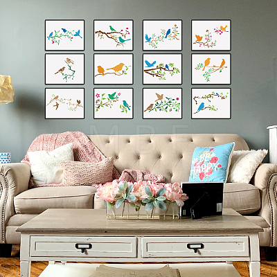 12Pcs 12 Styles Sea Animals Theme PET Hollow Out Drawing Painting Stencils DIY-WH0394-0304-1