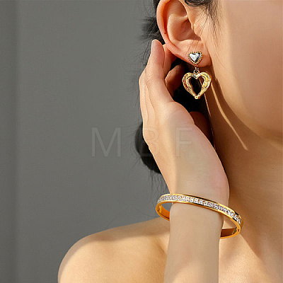 Golden Titanium Steel Ear Dangle Stud Earrings OS0874-2-1