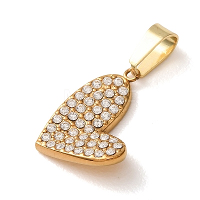304 Stainless Steel Micro Pave Clear Cubic Zirconia Pendants CU-CBA703A-04G-01-1