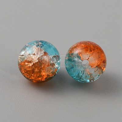Two Tone Transparent Crackle Glass Beads GLAA-WH0038-15D-1