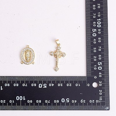 6Pcs Brass Micro Pave Clear Cubic Zirconia Pendants ZIRC-SZ0003-62-1