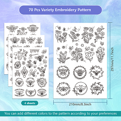 4 Sheets 11.6x8.2 Inch Stick and Stitch Embroidery Patterns DIY-WH0455-029-1