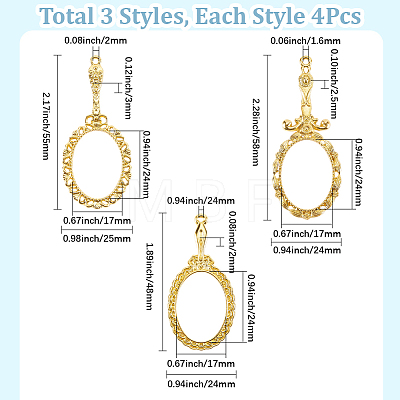 12Pcs 3 Styles Alloy Pendants FIND-SP0006-01-1