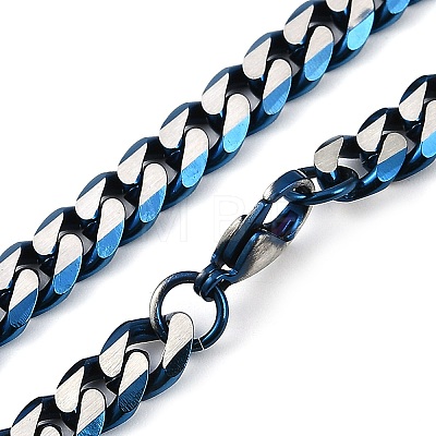 Matte Style 304 Stainless Steel Cuban Link Chain Necklaces for Men NJEW-B116-05BL-1